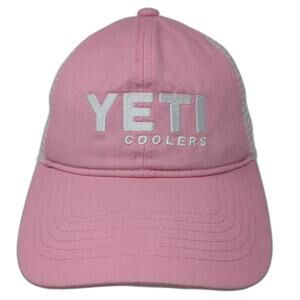 Yeti Coolers Mesh Back Trucker Hat Pink One Size Colorblock Embroidered